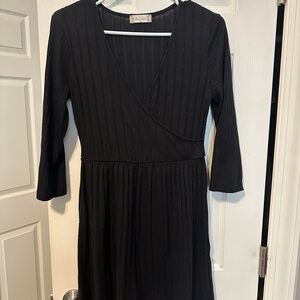 Altar'd State Black Ribbed Long Sleeve Dress